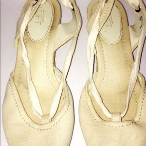 Ann Taylor Loft lace up semi wedge heels